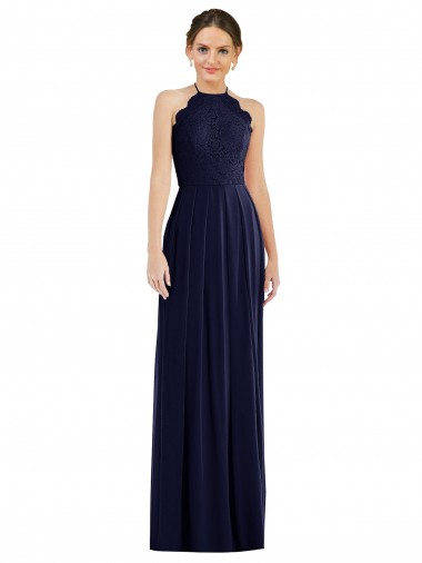 Cheap Dark Navy Halter Neck Sleeveless Open Back Long Maxi Evening Dress UK