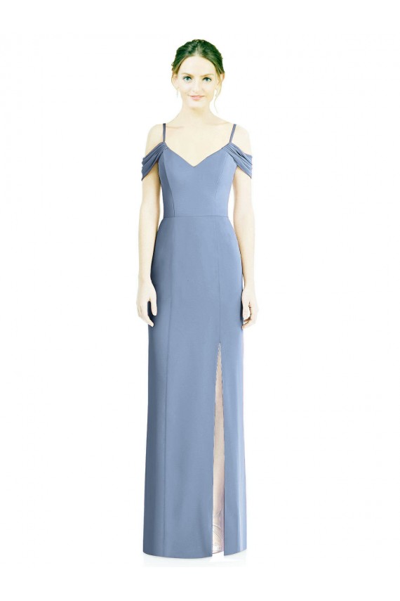 Purcahse  Dusty Blue Jewel Cold Shoulder Open Back Long Evening Dress UK