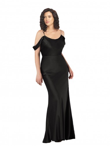 Cheap Black Off the Shoulder Sleeveless Low Back Long Sexy Evening Dress UK