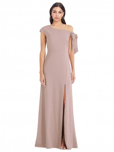 Cheap Dusty Pink Off the Shoulder Sleeveless Long Evening Dress UK