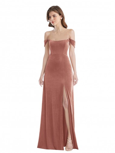 Cheap Cinnamon Rose Off the Shoulder Sleeveless Long Maxi Evening Dress UK