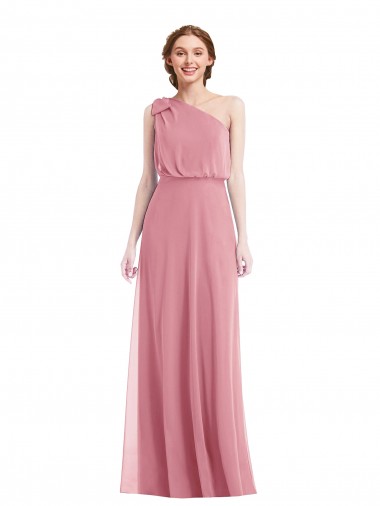 Cheap Skin Pink One Shoulder Sleeveless Long Maxi Evening Dress UK