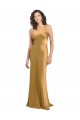 Purcahse  Gold One Shoulder Sleeveless Stretch Satin Long Evening Dress UK