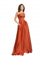 Purcahse  Burnt Orange Round Neck Sleeveless Low Back Sweep Train Evening Dress UK