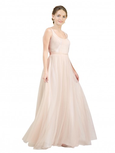 Cheap Pink Scoop Neck Sleeveless Open Back Long Semi Formal Evening Dress UK