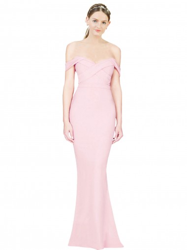 Cheap Pink Strapless Sleeveless Low Back Stretch Crepe Long Evening Dresses UK