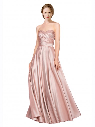 Cheap Strapless Sleeveless Low Back Stretch Satin Long Wedding Party Dress UK