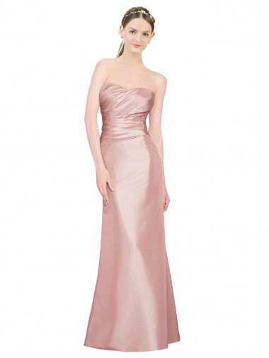 Cheap Strapless Sleeveless Low Back Stretch Satin Long Evening Dress UK