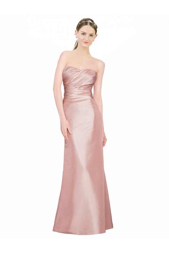 Purcahse  Strapless Sleeveless Low Back Stretch Satin Long Evening Dress UK