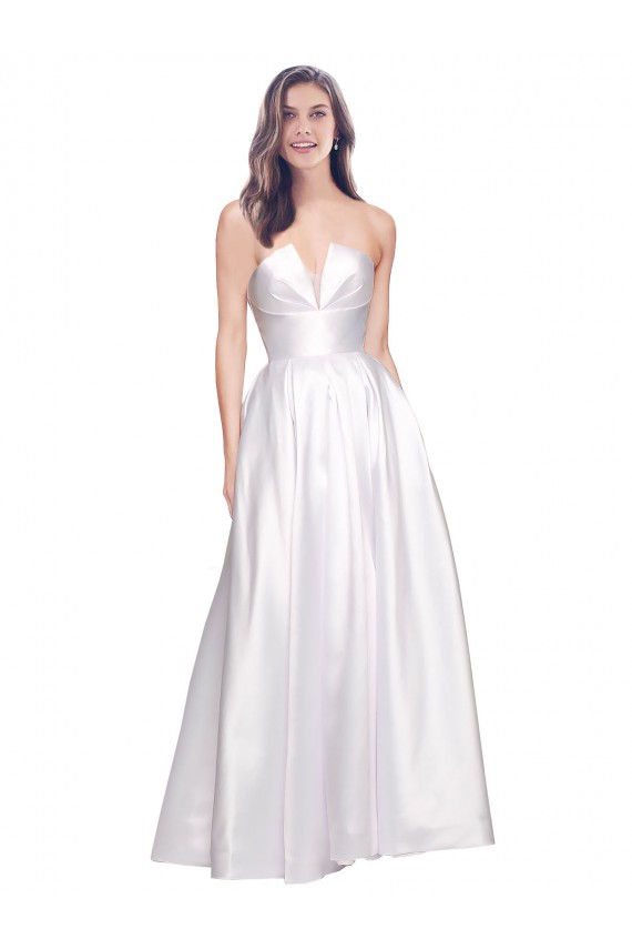 Purcahse  White Strapless Sleeveless Low Back Long Evening Dress UK