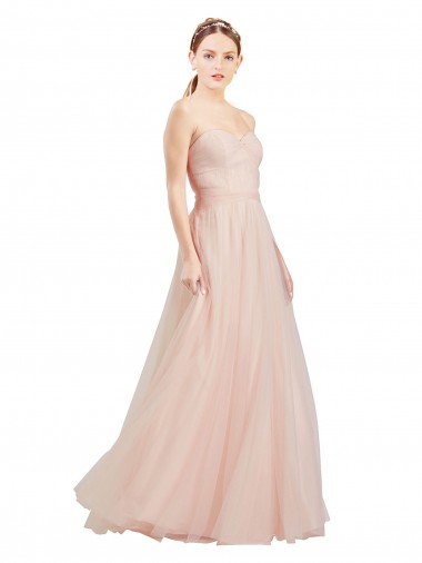 Cheap Pink Strapless Sleeveless Open Back Long Semi Formal Evening Dress UK