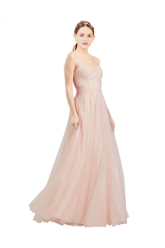 Purcahse  Pink Strapless Sleeveless Open Back Long Semi Formal Evening Dress UK