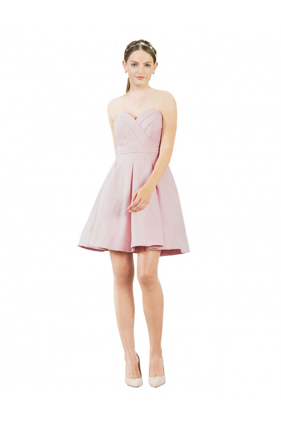 Purcahse  Pink Sweetheart Sleeveless Satin Knee Length Evening Dress UK