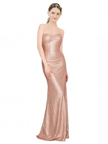 Cheap Rose Gold Sweetheart Sleeveless Low Back Long Evening Dress UK