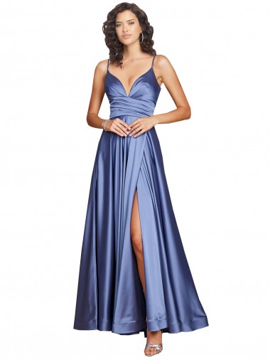 Cheap French Blue Sweetheart Sleeveless Low Back Long Sexy Evening Dress UK