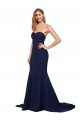 Purcahse  Dark Navy Sweetheart Sleeveless Low Back Sweep Train Wedding Party Dress UK