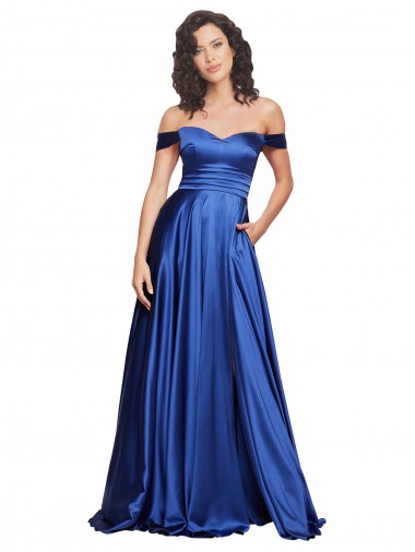 Cheap Royal Blue Sweetheart Sleeveless Sweep Train Evening Gown UK