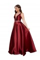 Purcahse  Burgundy V-Neck Sleeveless V-Back Long Plus Size Evening Dress UK