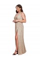 Purcahse  Gold V-Neck Sleeveless Long Sexy Plus Size Evening Dress UK