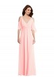 Purcahse  Pink V-Neck Cold Shoulder V-Back Long Maxi Evening Dress UK