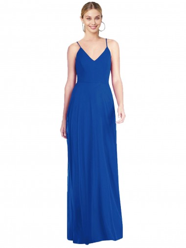 Cheap Royal Blue V-Neck Sleeveless Criss Cross Back Long Maxi Evening Dress UK