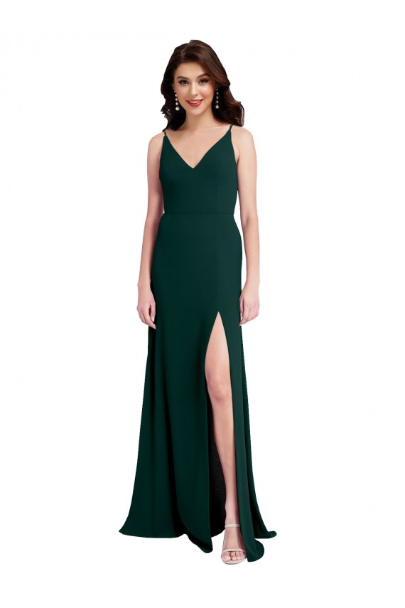 Purcahse  Midnight Green V-Neck Sleeveless V-Back Long Evening Dress UK