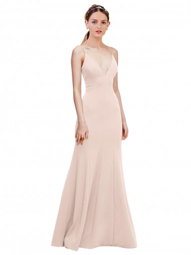 Cheap Pink V-Neck Sleeveless V-Back Long Wedding Party Dress UK