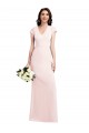 Purcahse  Pink V-Neck Cap Sleeves Stretch Crepe Long Evening Dress UK