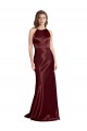 Purcahse  Burgundy Gold V-Neck Sleeveless Stretch Satin Long Evening Dress UK