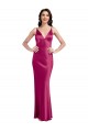 Purcahse  Fuchsia V-Neck Sleeveless Low Back Long Sexy Evening Dress UK