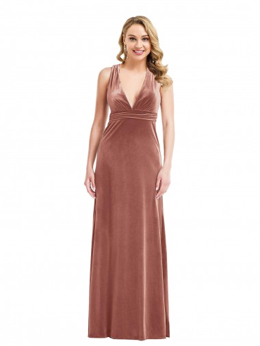 Cheap Cinnamon Rose V-Neck Sleeveless Criss Cross Open Back Long Maxi Evening Dress UK