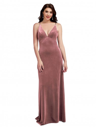 Cheap Cinnamon Rose V-Neck Sleeveless Low Back Long Sexy Evening Dress UK