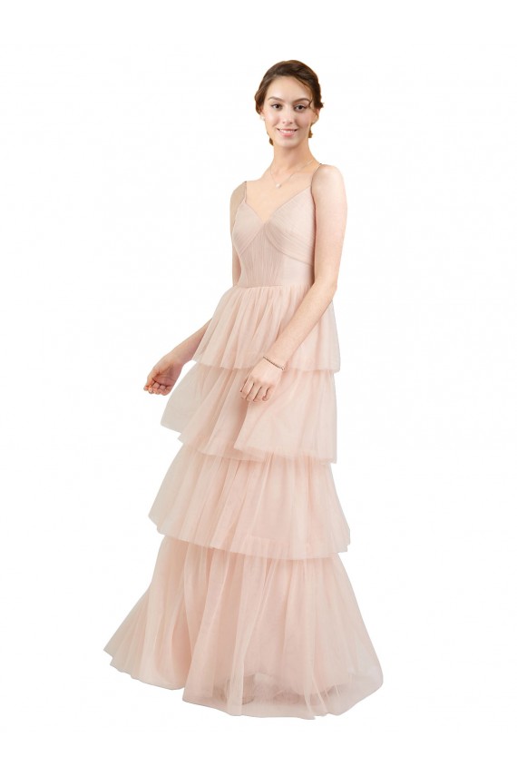 Purcahse  Pink V-Neck Sleeveless Long Semi Formal Evening Dress UK