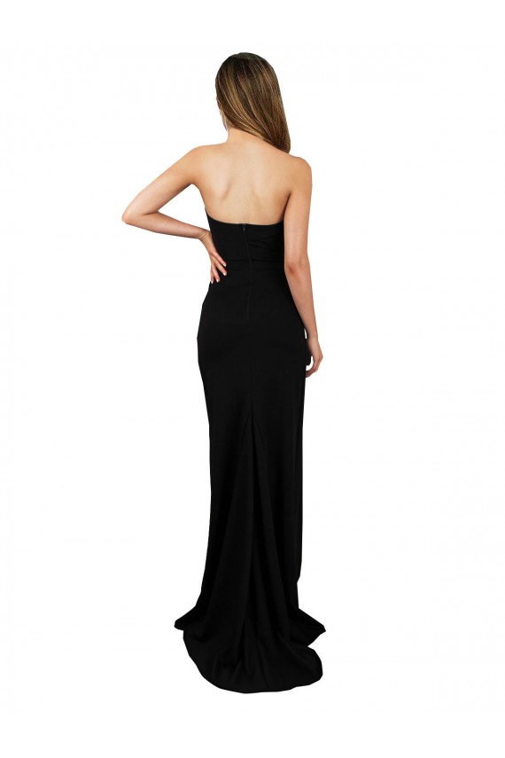 Purcahse  Black Sweetheart Sleeveless Low Back Stretch Crepe Long Sexy Evening Dress UK