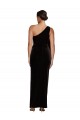 Purcahse  Black One Shoulder Sleeveless Stretch Velvet Long Evening Dress UK