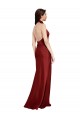 Purcahse  Burgundy Halter Neck Sleeveless Backless Long Evening Dress UK