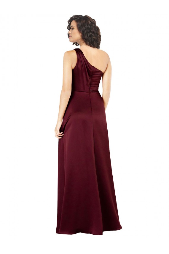 Purcahse  Burgundy One Shoulder Sleeveless Long Evening Gown UK