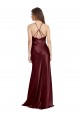 Purcahse  Burgundy Gold V-Neck Sleeveless Stretch Satin Long Evening Dress UK