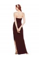 Purcahse  Burgundy Gold Strapless Sleeveless Long Evening Dresses UK