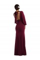 Purcahse  Burgundy Gold Bateau Neck Long Sleeves Open Back Long Evening Dress UK