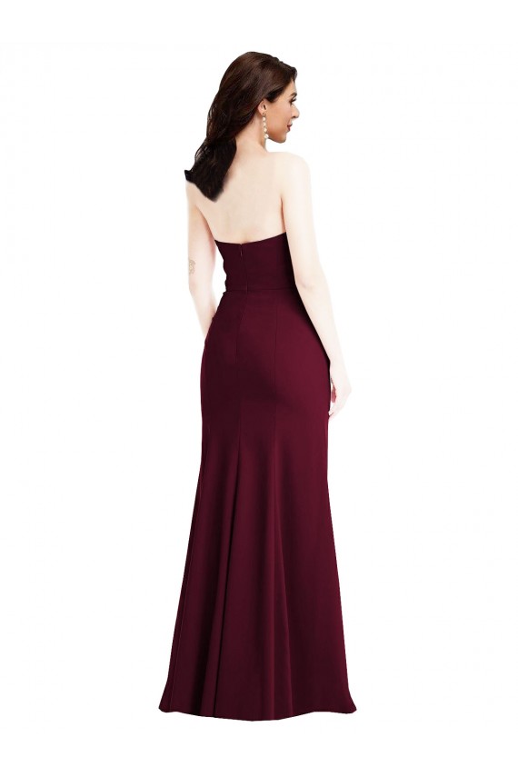 Purcahse  Burgundy Gold Strapless Sleeveless Long Semi Formal Evening Dress UK