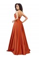 Purcahse  Burnt Orange Round Neck Sleeveless Low Back Sweep Train Evening Dress UK