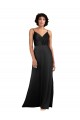 Purcahse  Black V-Neck Sleeveless Silky Satin Long Evening Dress UK