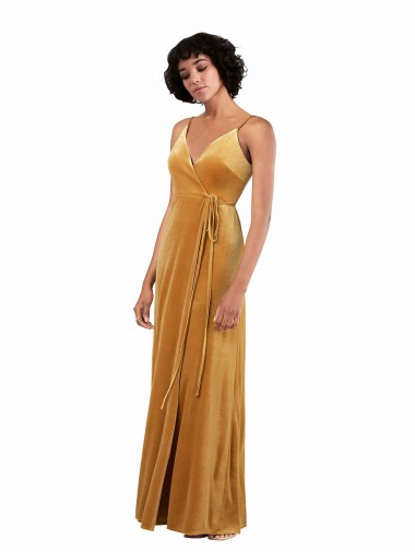 Cheap Gold V-Neck Sleeveless V-Back Long Evening Dress UK