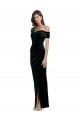 Purcahse  Dark Green Sweetheart Sleeveless Stretch Velvet Long Evening Dress UK