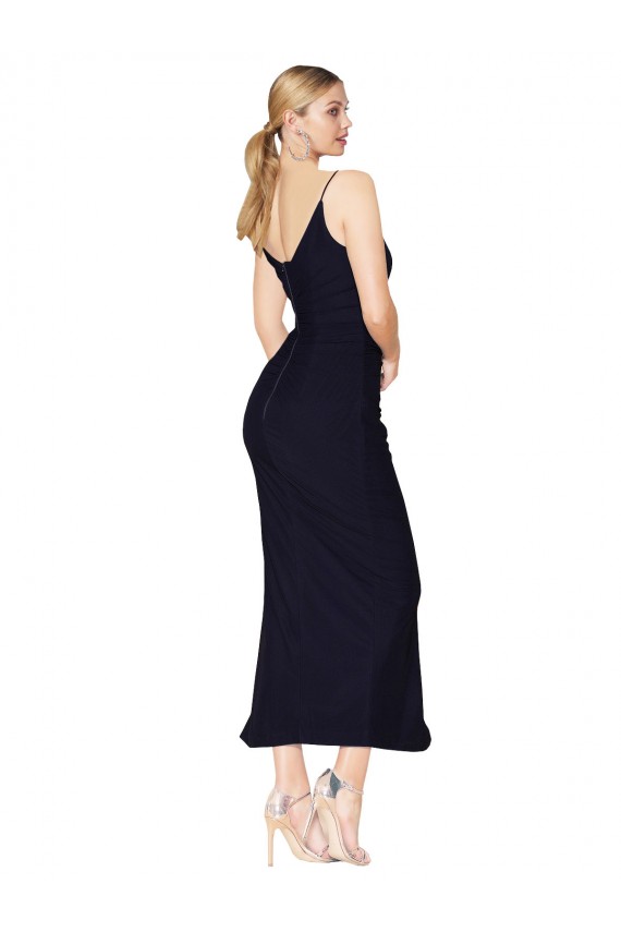 Purcahse  Dark Navy High Neck Sleeveless V-Back Knee Length Sexy Wedding Party Dress UK