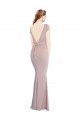 Purcahse  Dusty Pink Boat Neck Cap Sleeves Tie Back Long Evening Dress UK