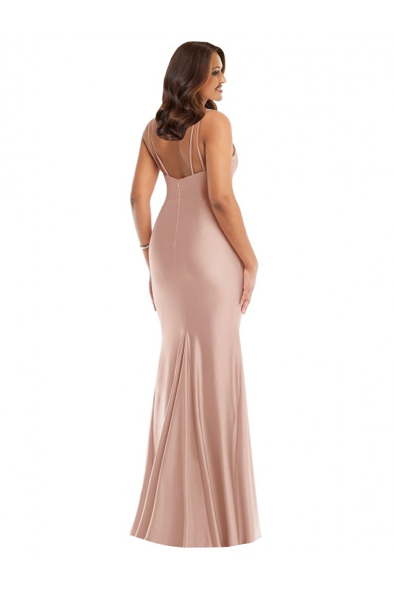 Purcahse  Dusty Pink V-Neck Sleeveless Long Plus Size Evening Dress UK