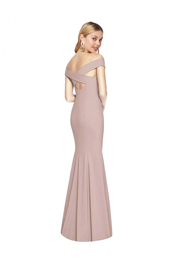 Purcahse  Dusty Pink Off the Shoulder Sleeveless Criss Cross Back Long Semi Formal Evening Dress UK