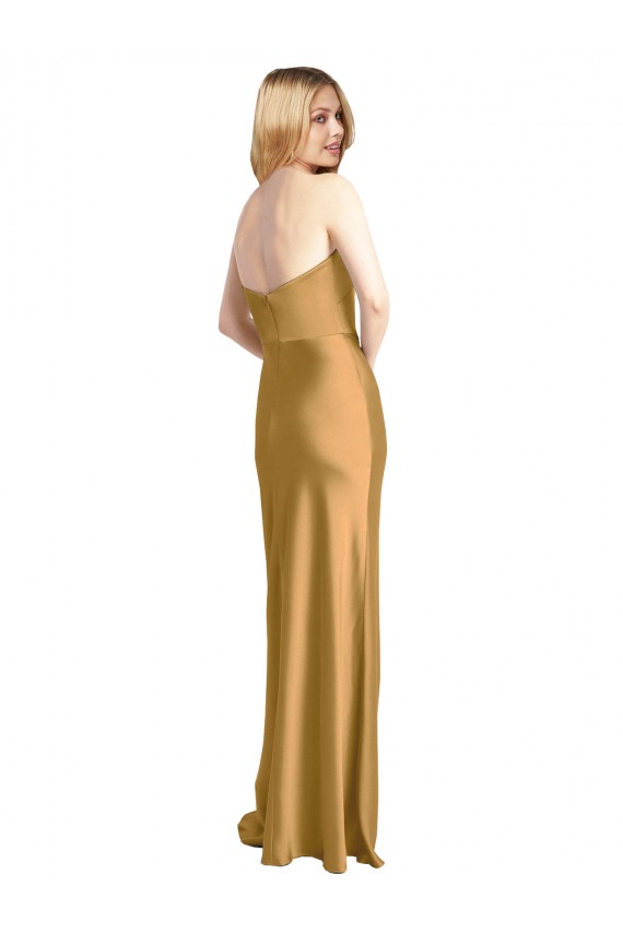 Purcahse  Gold Strapless Sleeveless Long Wedding Party Dress UK